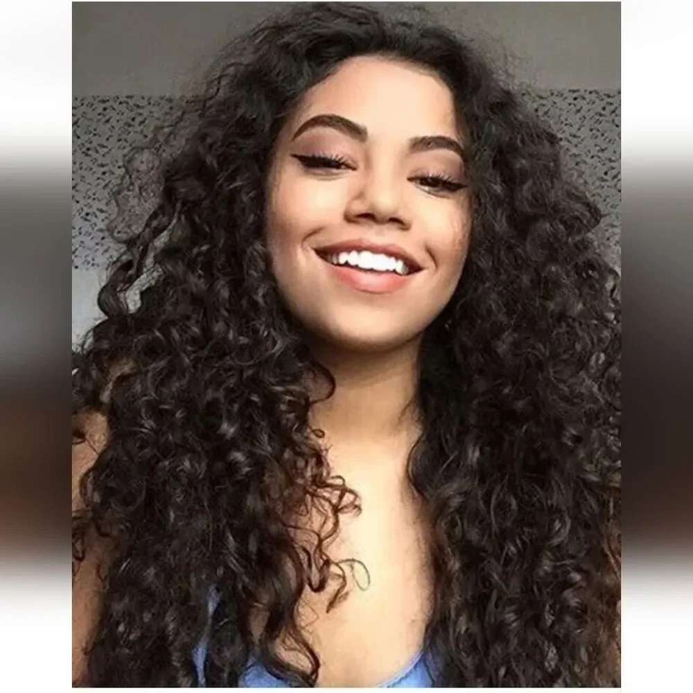 Women's Curly Wavy Chest Long Wigs Black Ladies Synthetic Medium length Hair US